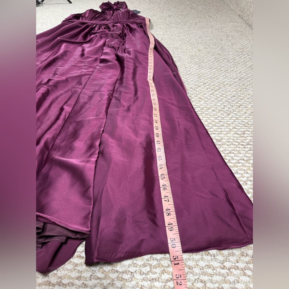 NWT Ieena for Mac Duggal Purple Soft Tie Halter Neck High Slit Evening Gown - Picture 14 of 16